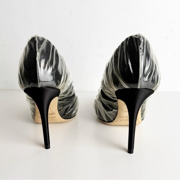 Off-White x Jimmy Choo Black Anne 100 PVC Wrapped Satin Pumps size 37 - Picture 6 of 8
